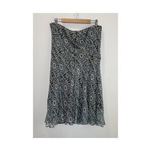 Bob Mackie Silk Skirt Y2K Wearable Art Elastic Waist Lettuce Hem Women's Size 16